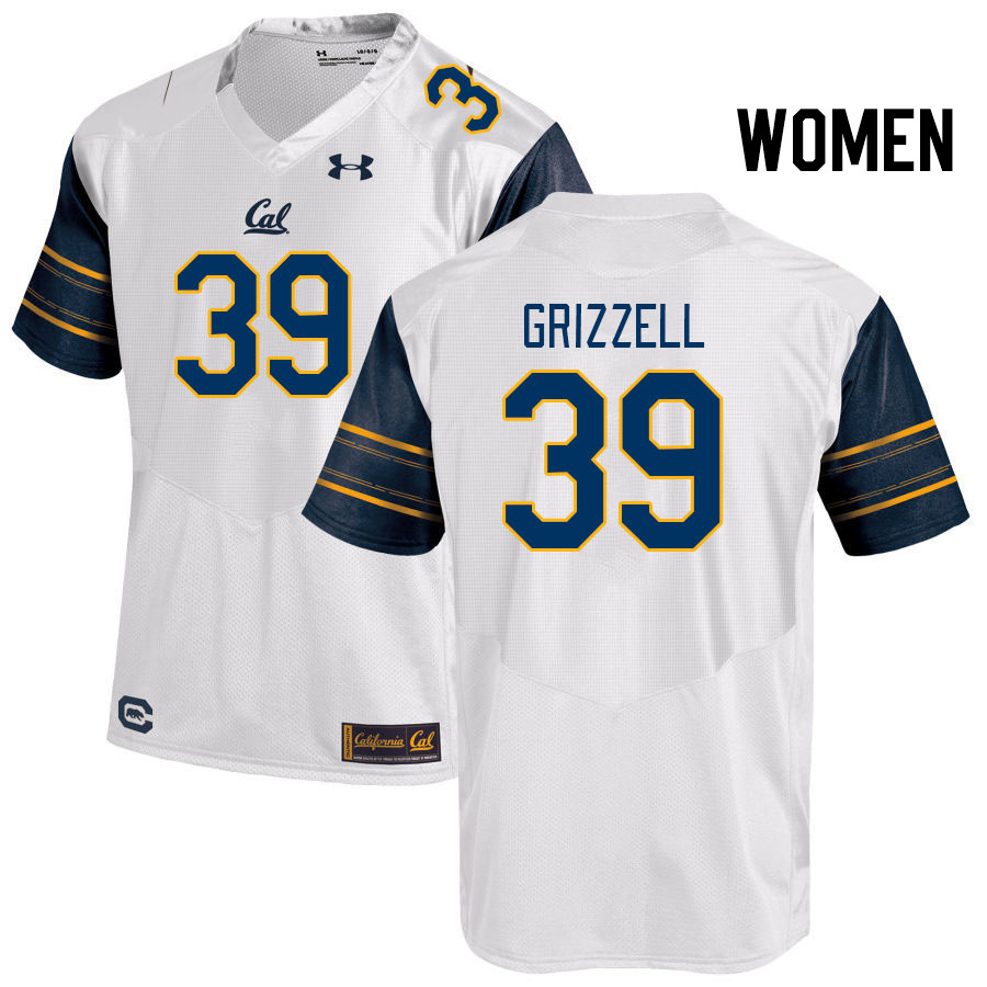 Women #39 Trond Grizzell California Golden Bears College Football Jerseys Stitched Sale-White - Click Image to Close